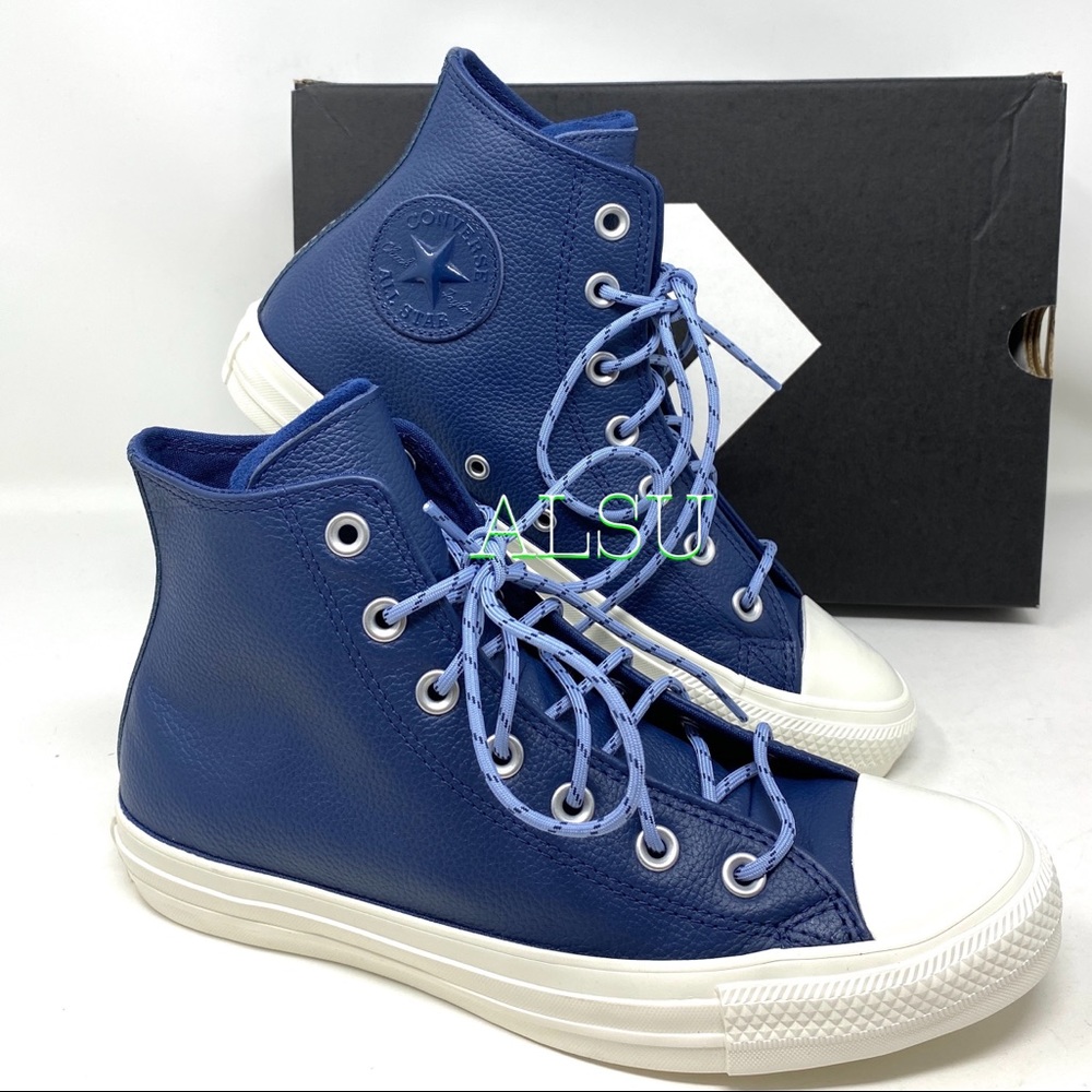 Converse Ctas High Top Leather Navy Women Sneakers - Picture 9 of 11